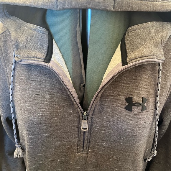 Under Armour 3/4 zip Coldgear Hoodie Gray With White And Black Specks Sz S. - Picture 6 of 9